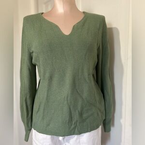 Soft Surroundings Elegant V-Neck Green Sweater size PXL